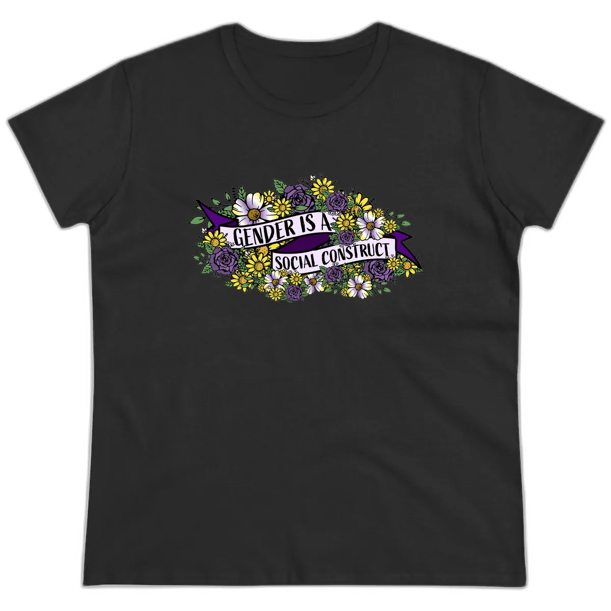 Gender Is A Social Construct Ladies Tee in Black