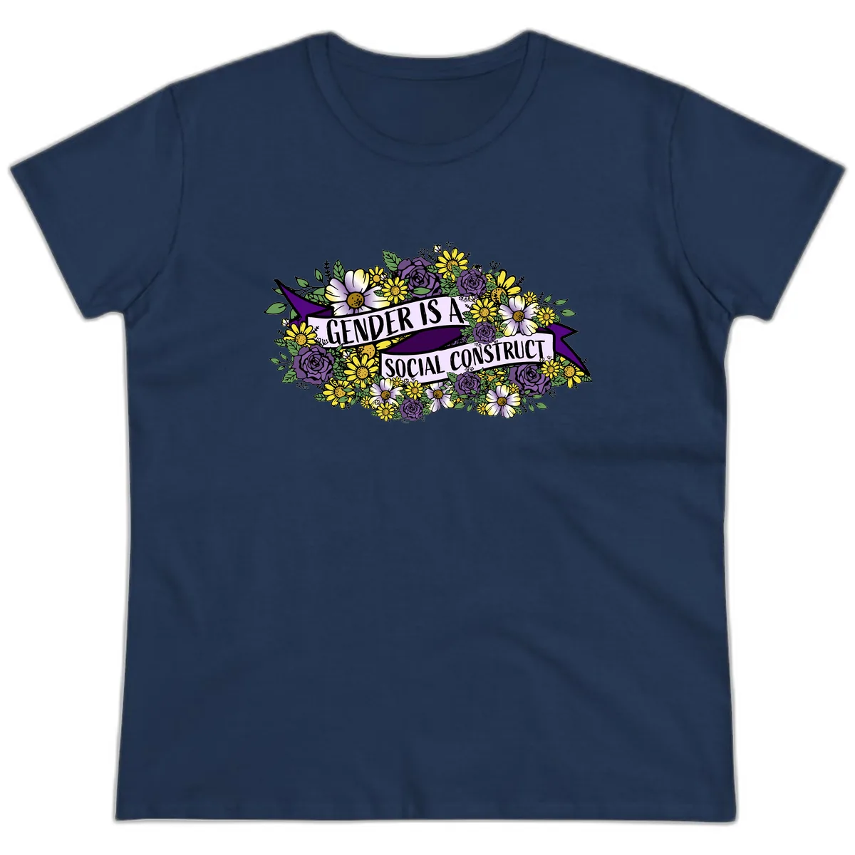 Gender Is A Social Construct Ladies Tee in Navy