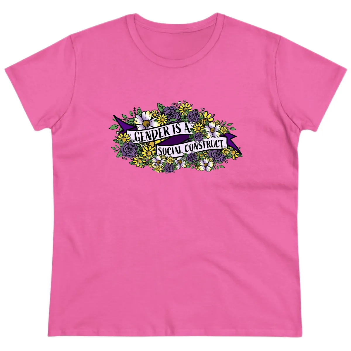 Gender Is A Social Construct Ladies Tee in Azalea