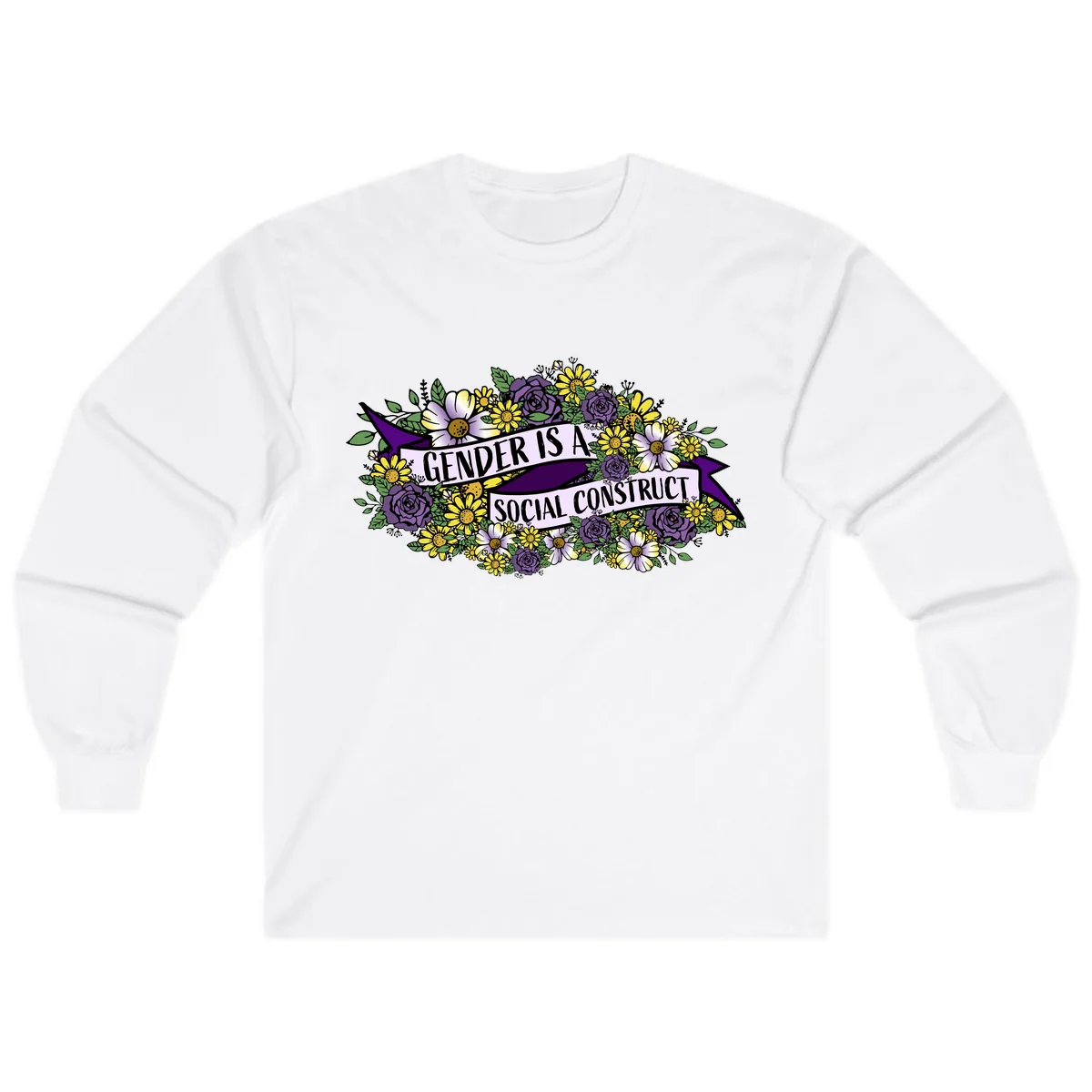 Gender Is A Social Construct Long Sleeve in White