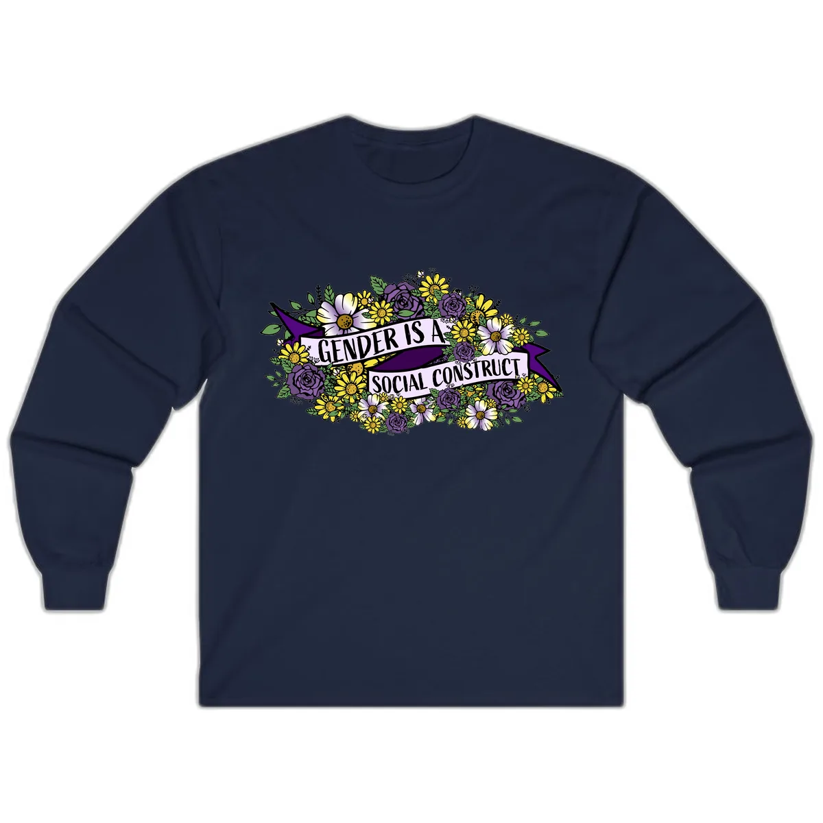 Gender Is A Social Construct Long Sleeve in Navy