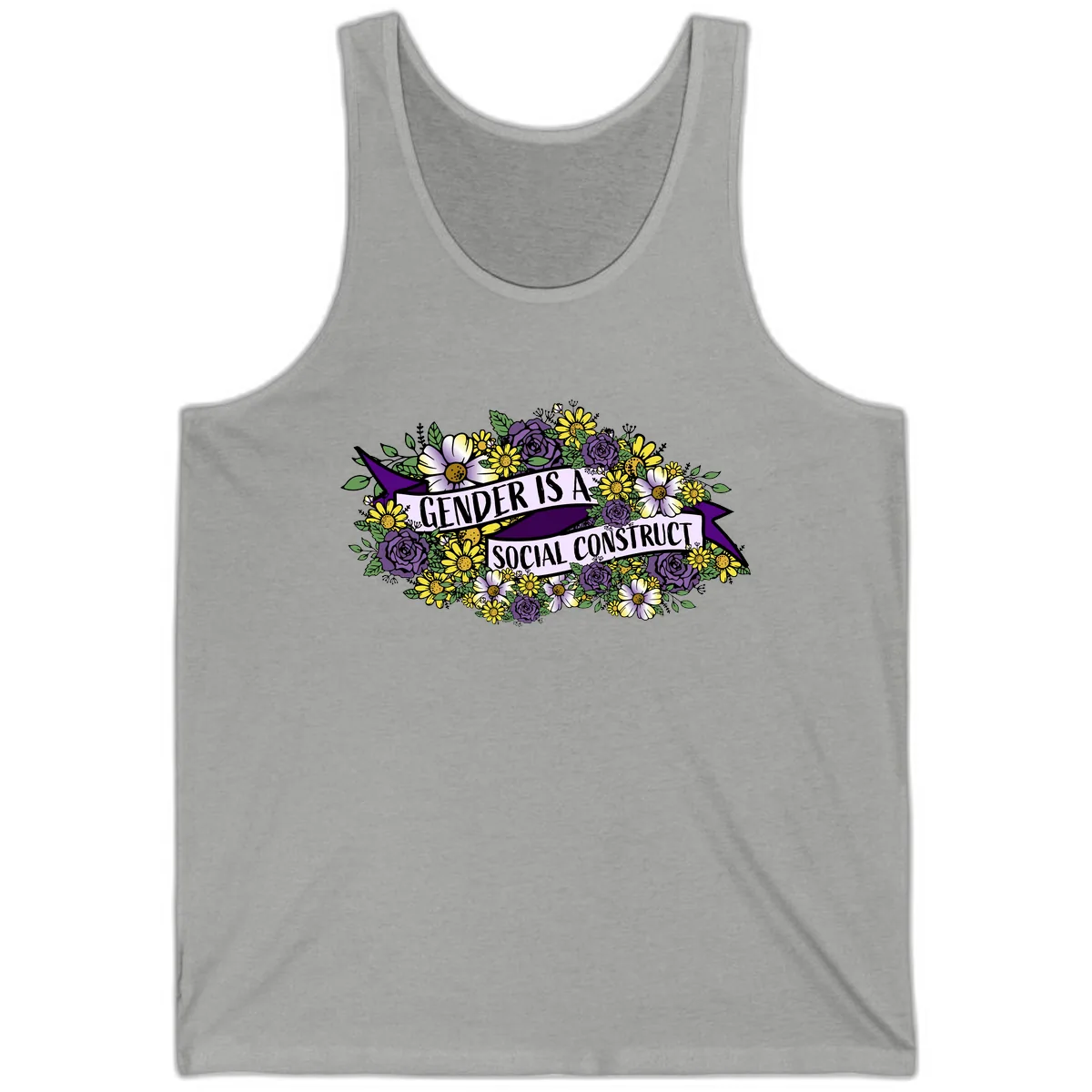 Gender Is A Social Construct Tank in Athletic Heather