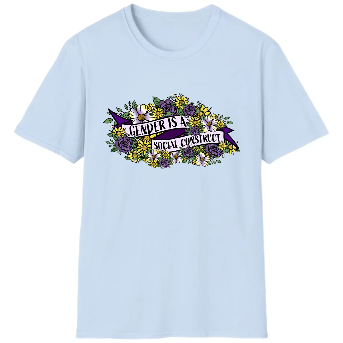 Gender Is A Social Construct T-Shirt in Light Blue