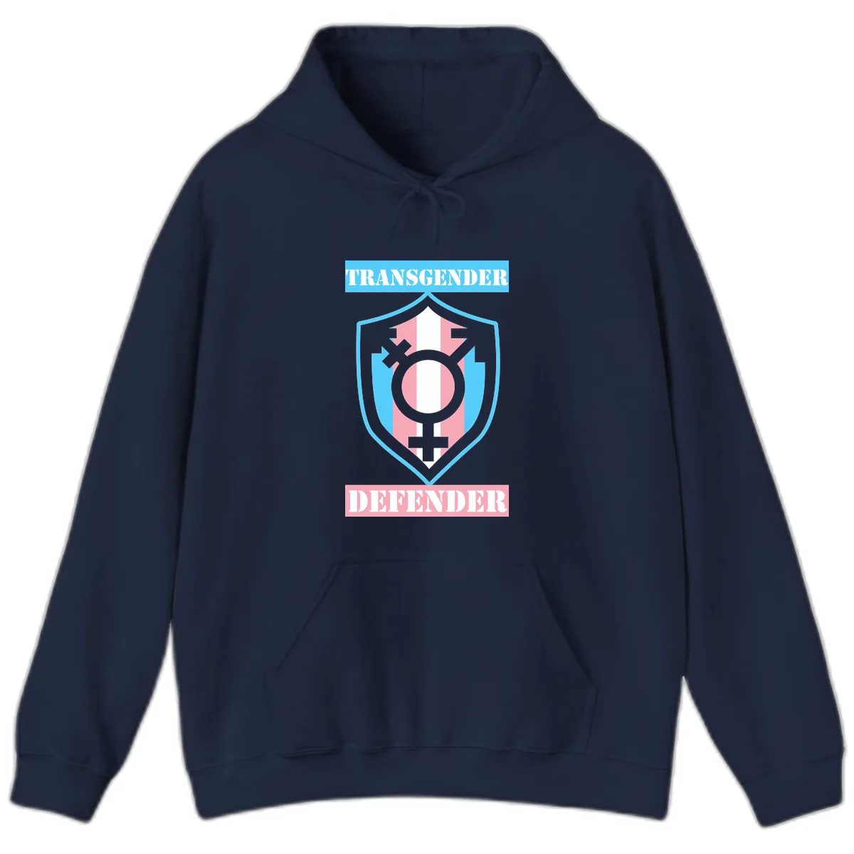 Transgender Defender Shield Hoodie in Navy