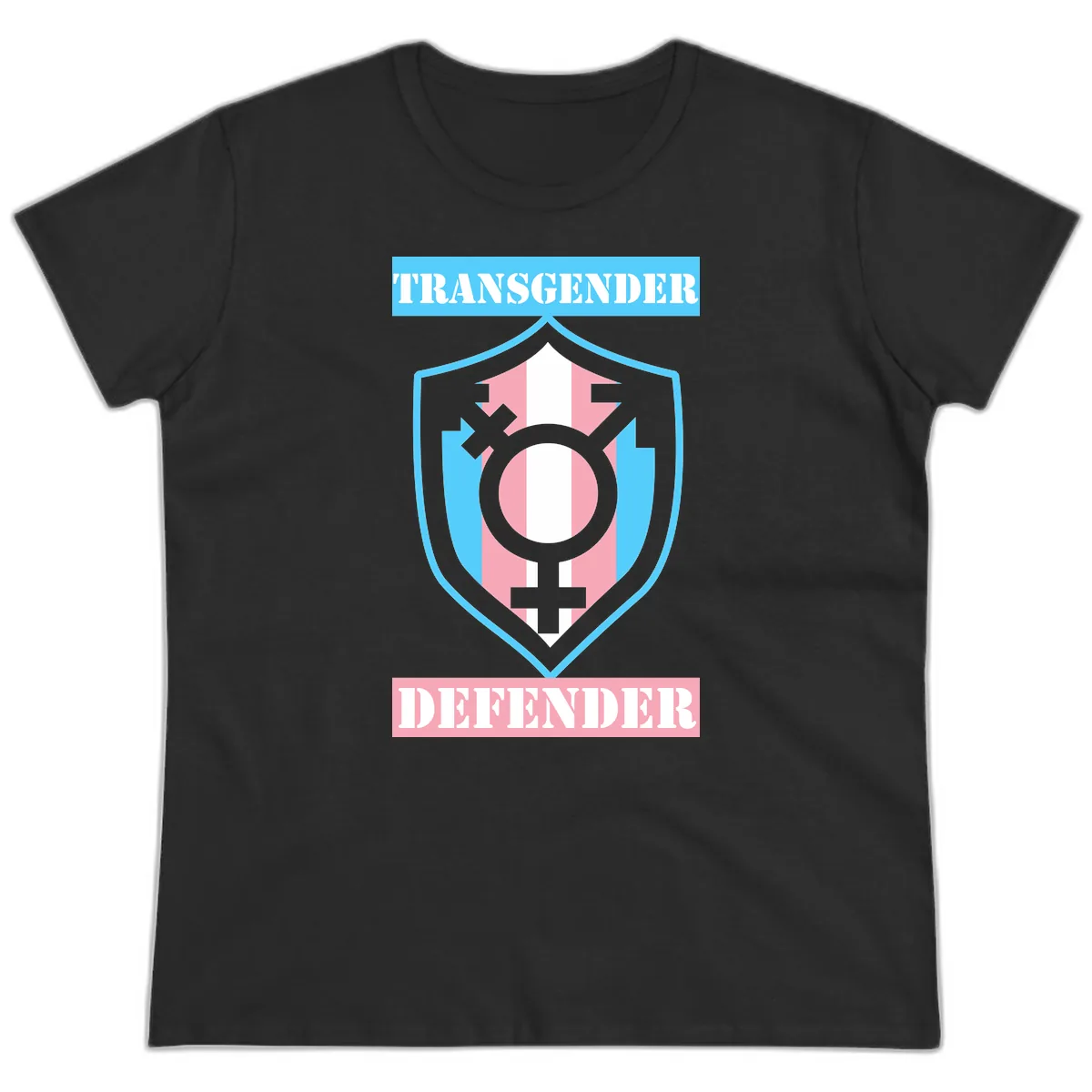 Transgender Defender Shield Ladies Tee in Black
