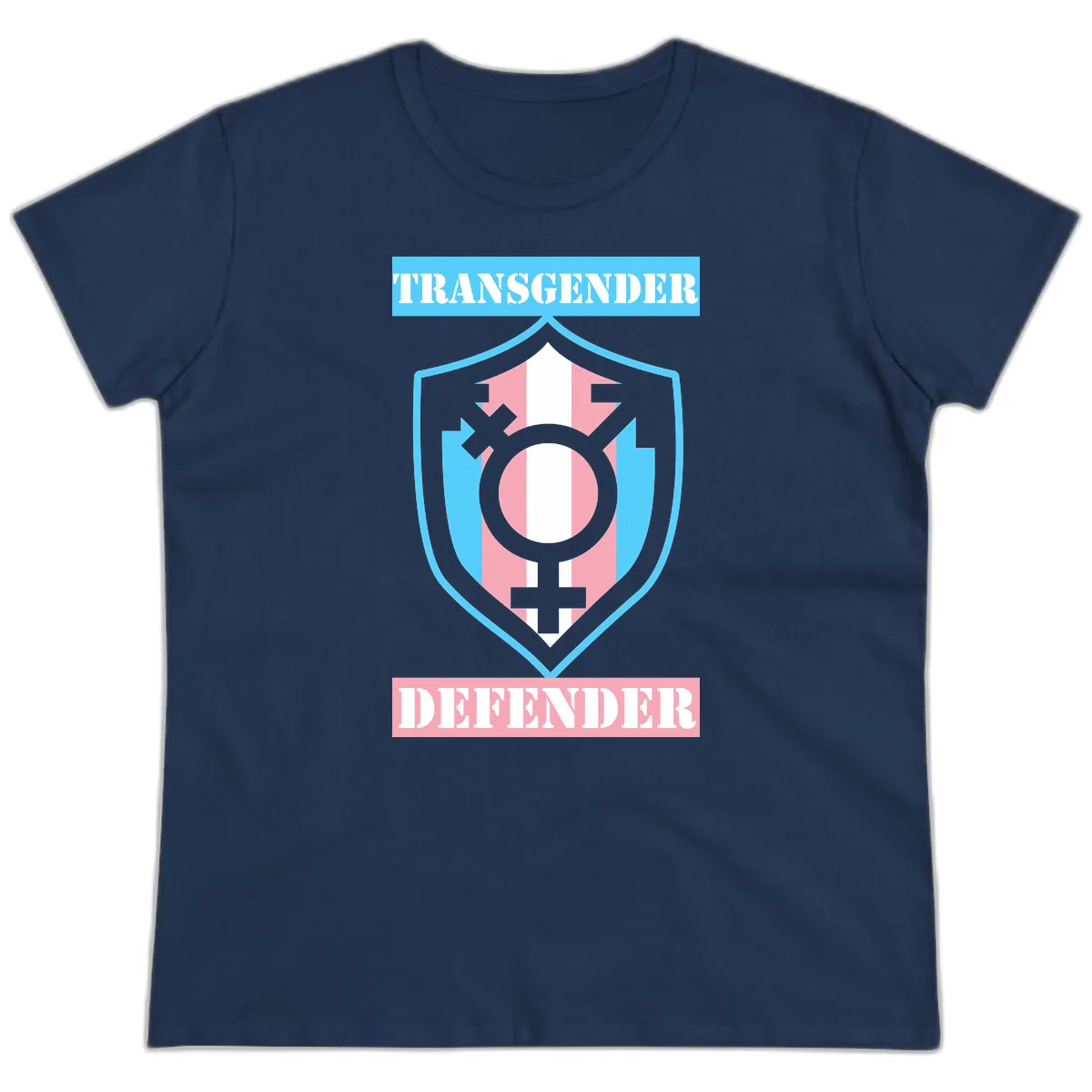 Transgender Defender Shield Ladies Tee in Navy