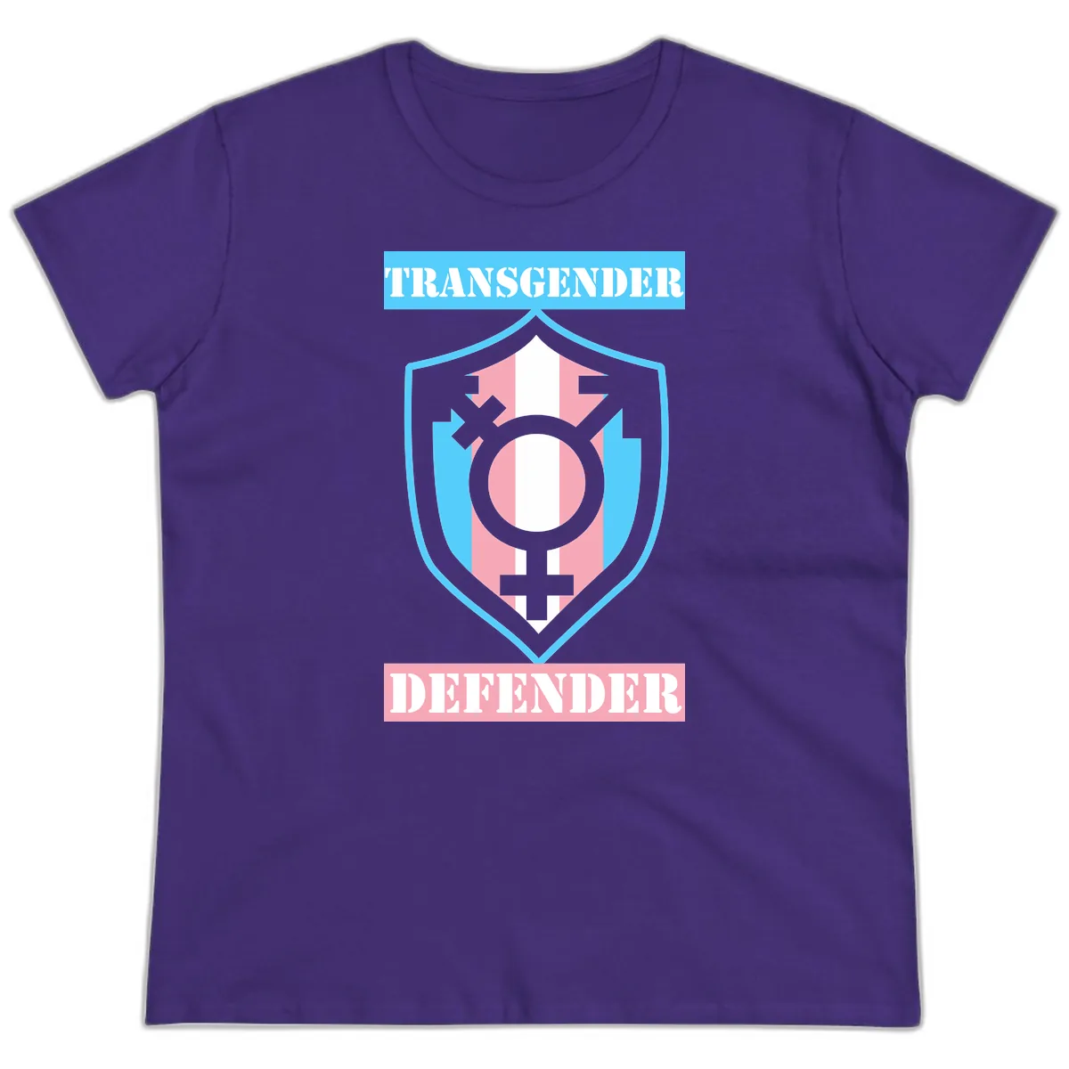 Transgender Defender Shield Ladies Tee in Purple