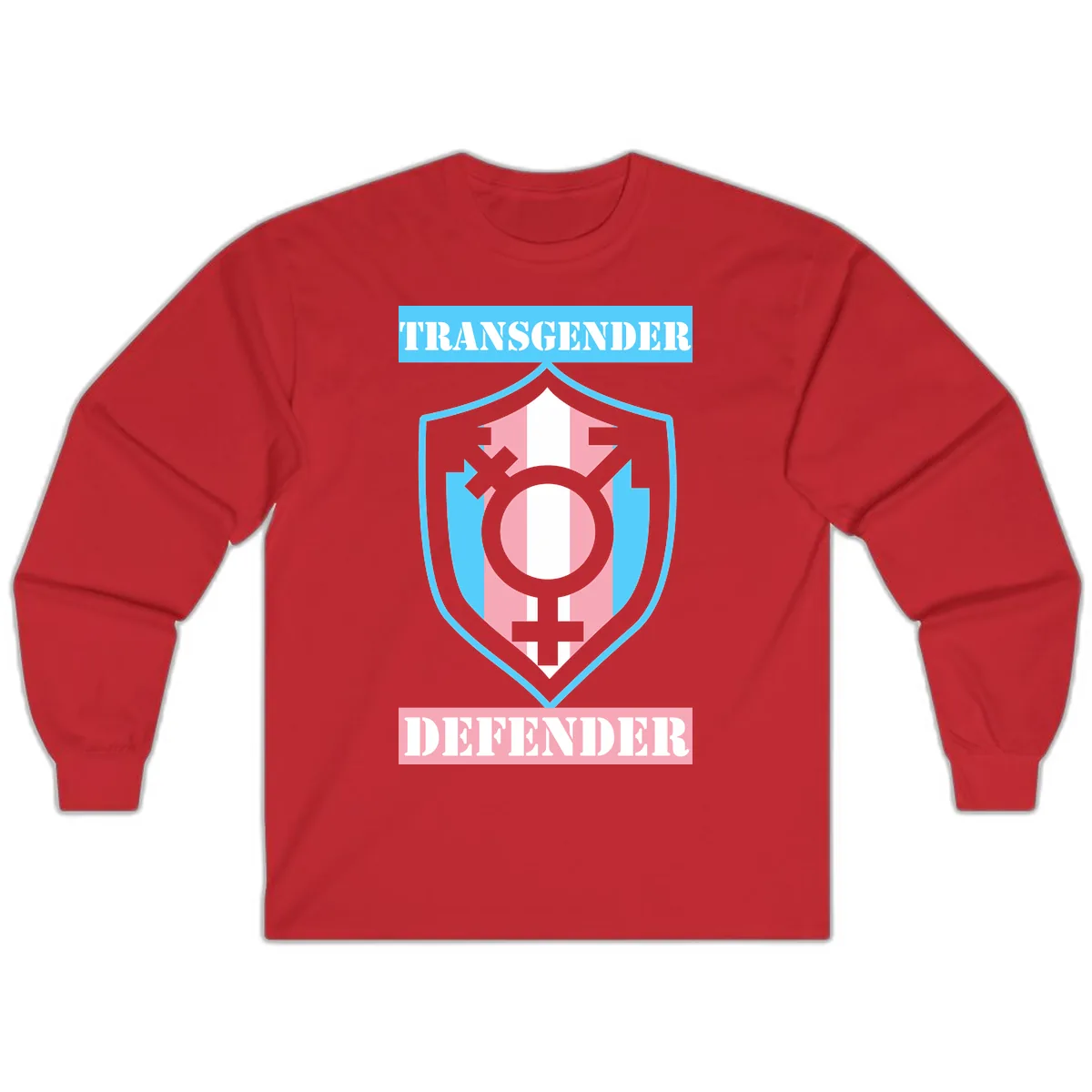 Transgender Defender Shield Long Sleeve in Red