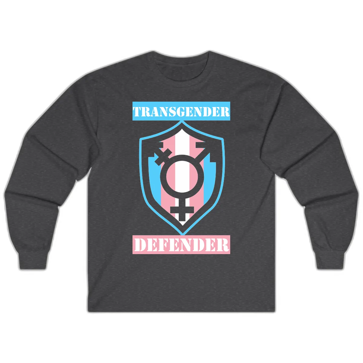 Transgender Defender Shield Long Sleeve in Dark Heather