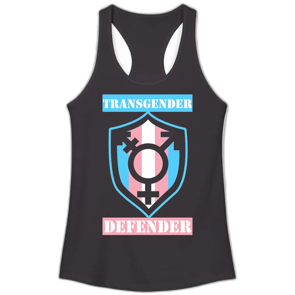 Transgender Defender Shield Ladies Tank in Black