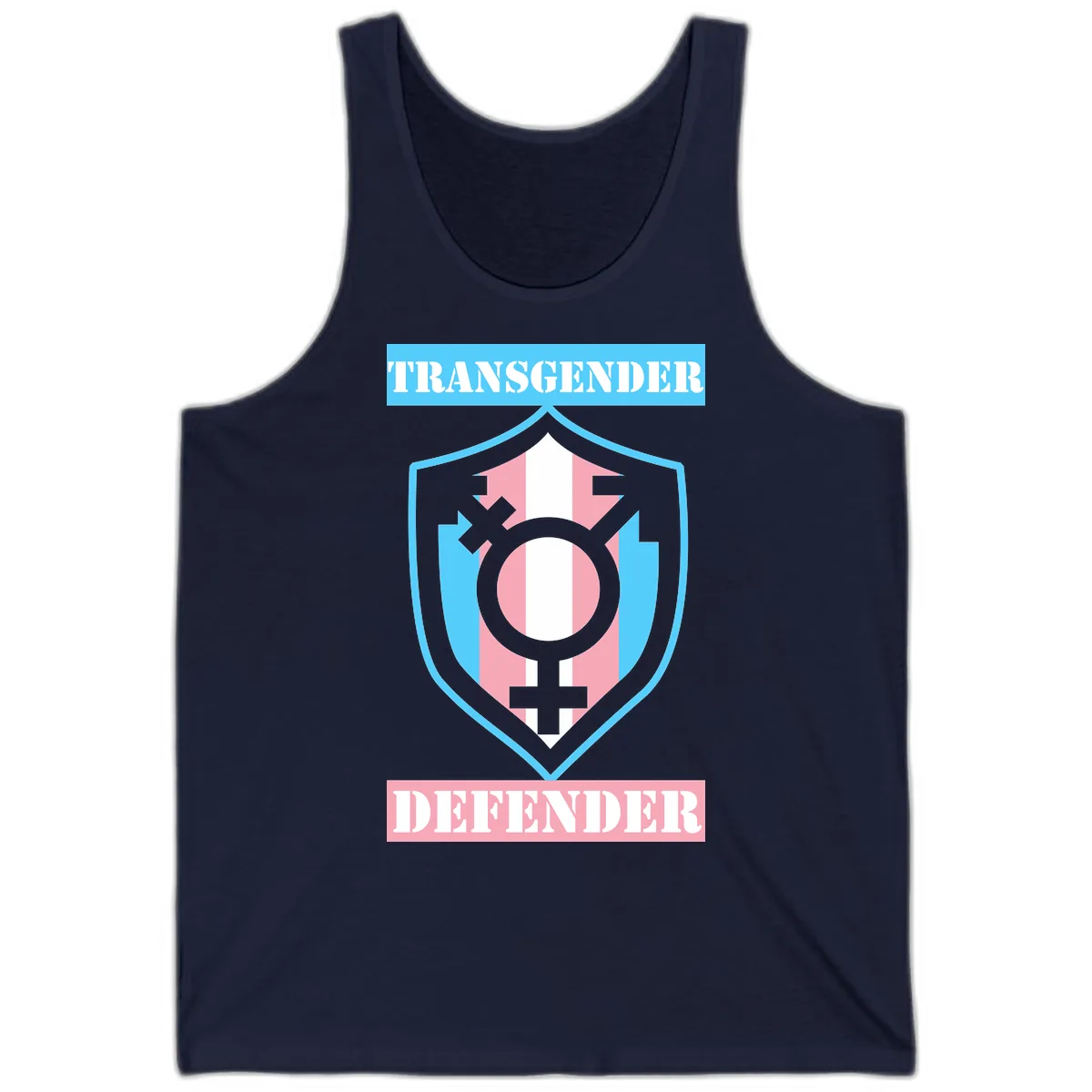 Transgender Defender Shield Tank in Navy