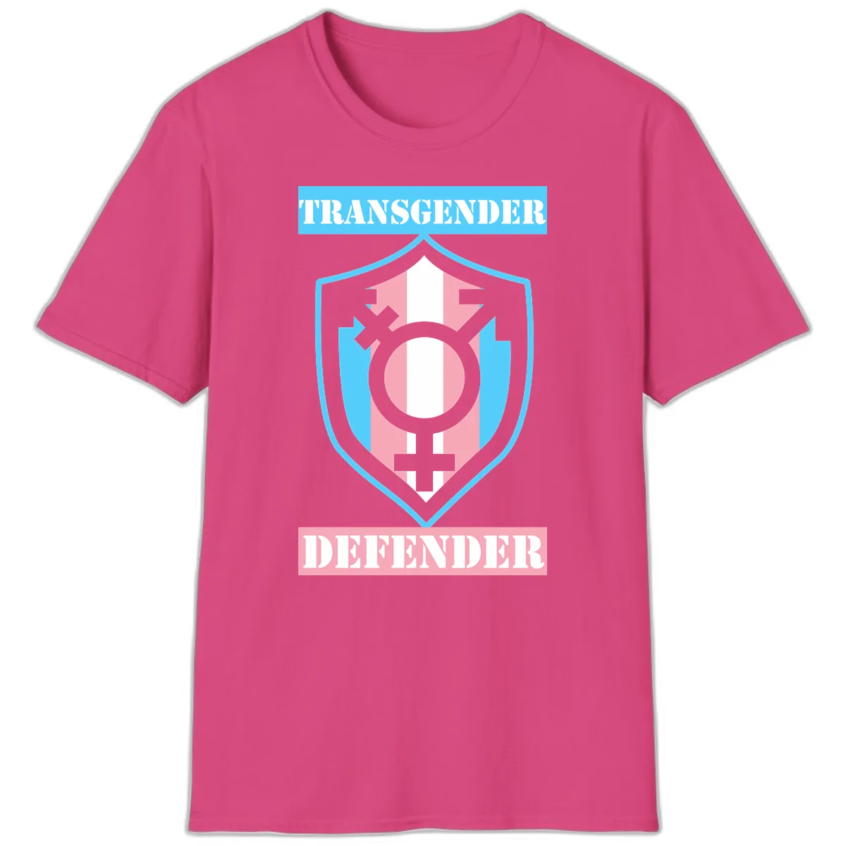 Transgender Defender Shield T-Shirt in Heliconia