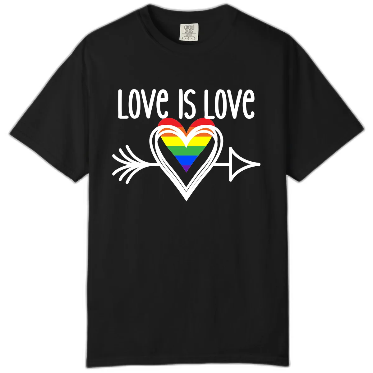 Love Is Love Pride Heart Comfort Color in Black