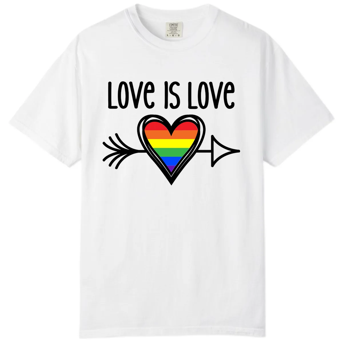 Love Is Love Pride Heart Comfort Color in White