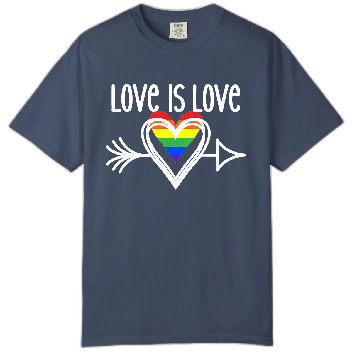 Love Is Love Pride Heart Comfort Color in Midnight