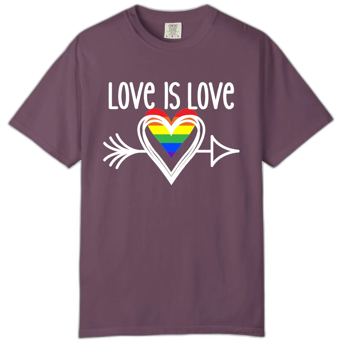 Love Is Love Pride Heart Comfort Color in Berry