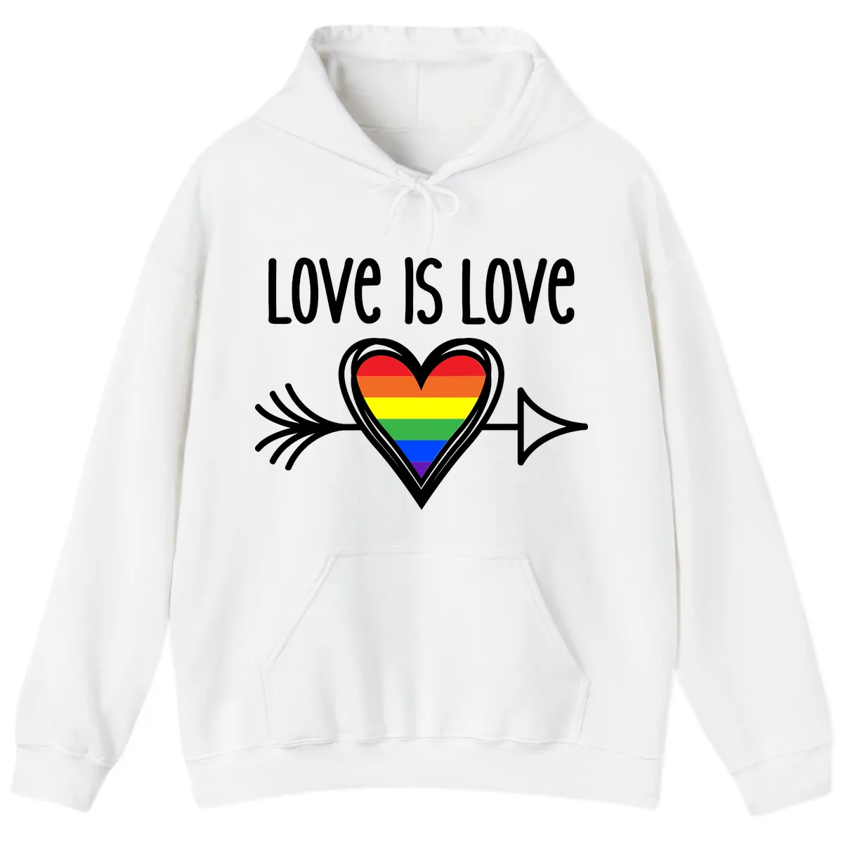 Love Is Love Pride Heart Hoodie in White