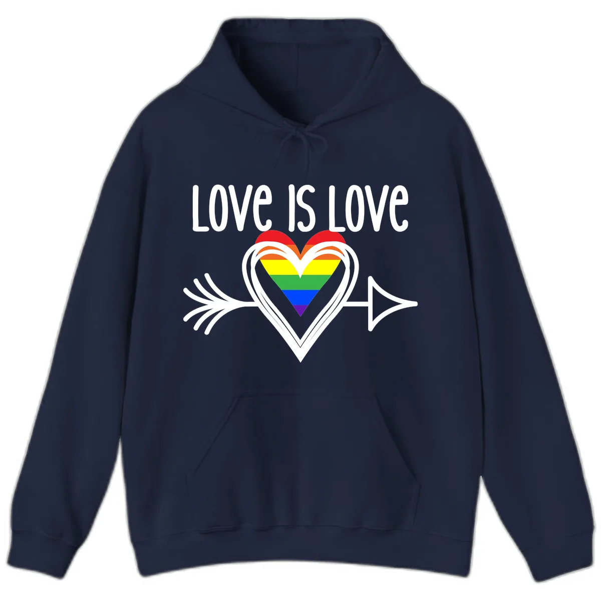 Love Is Love Pride Heart Hoodie in Navy