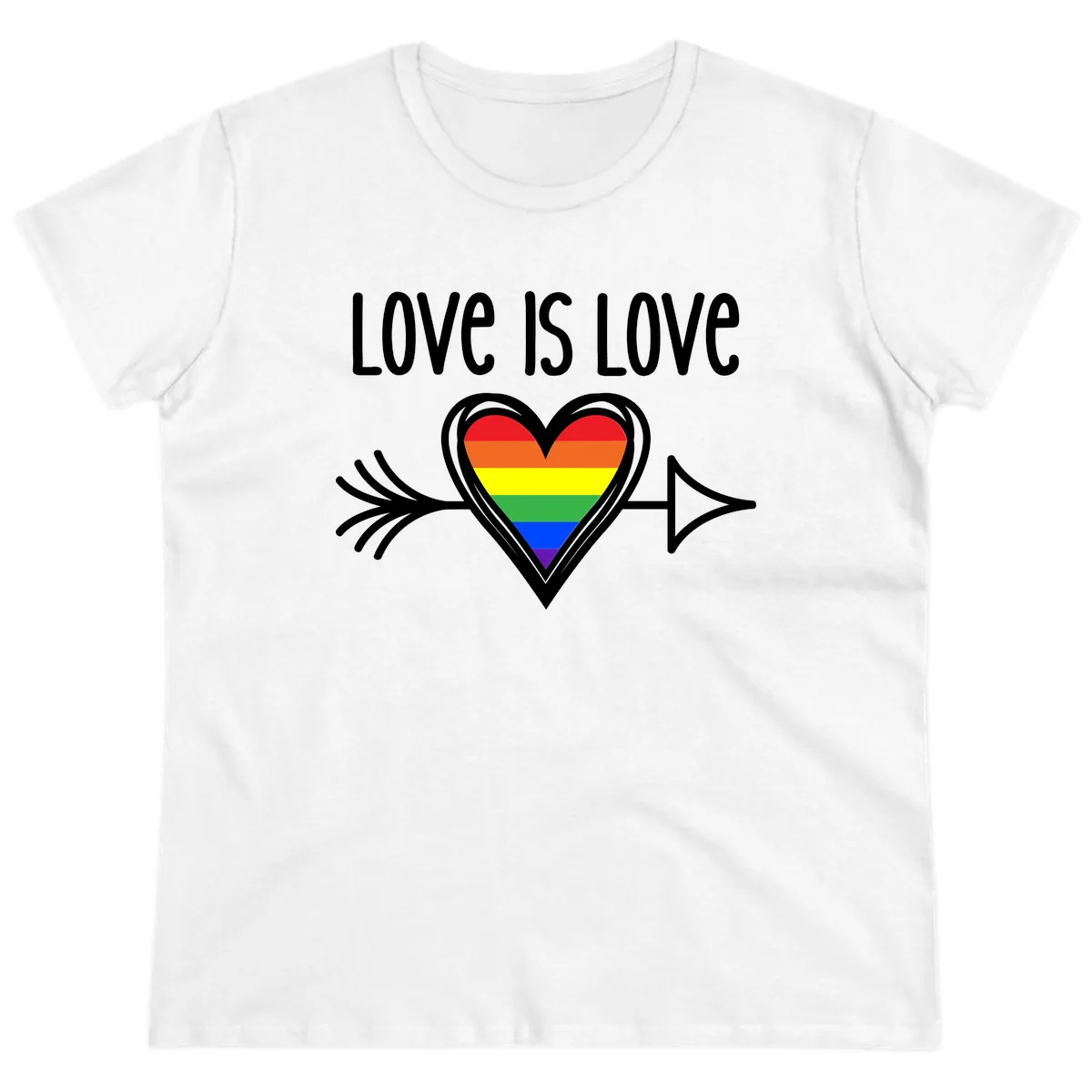 Love Is Love Pride Heart Ladies Tee in White