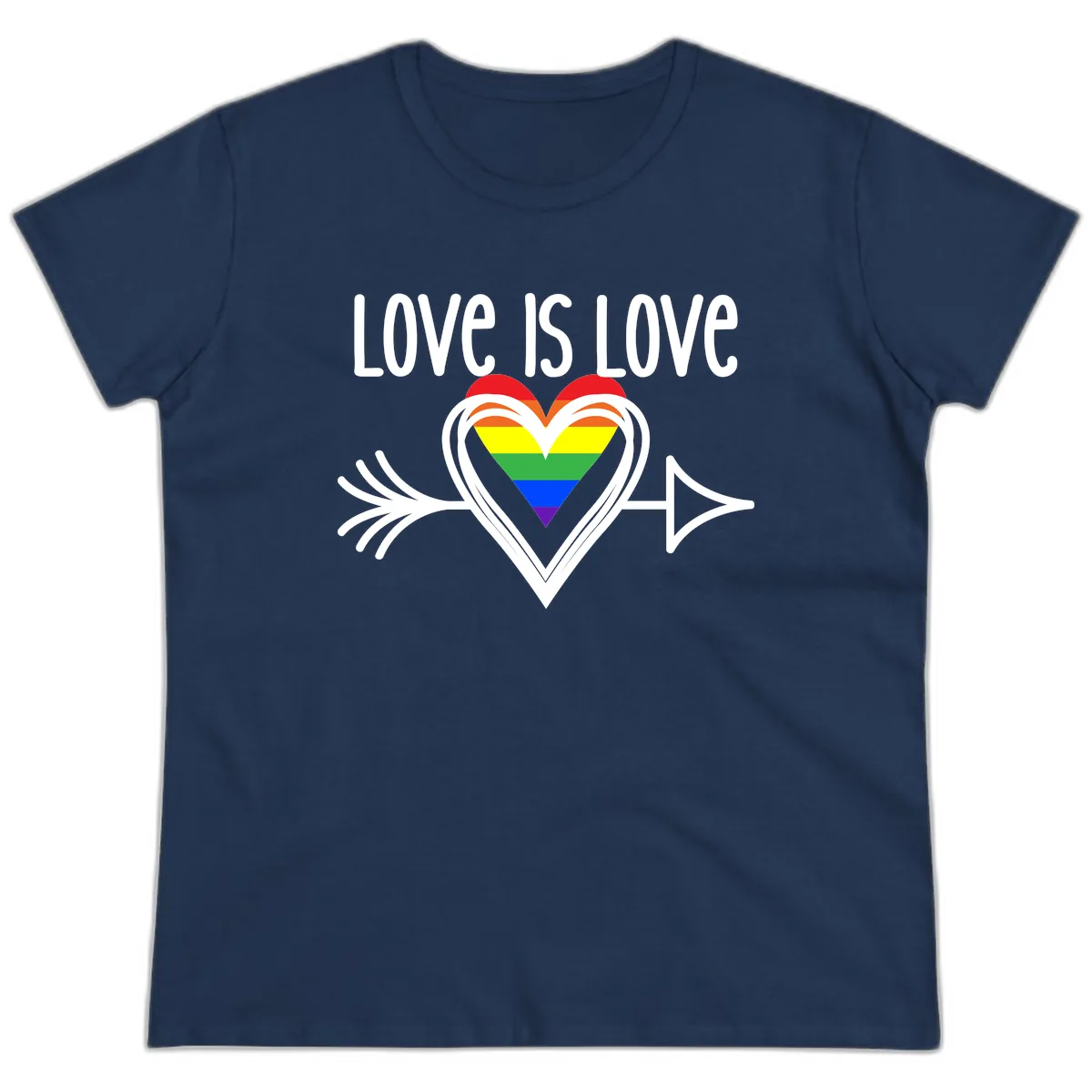 Love Is Love Pride Heart Ladies Tee in Navy