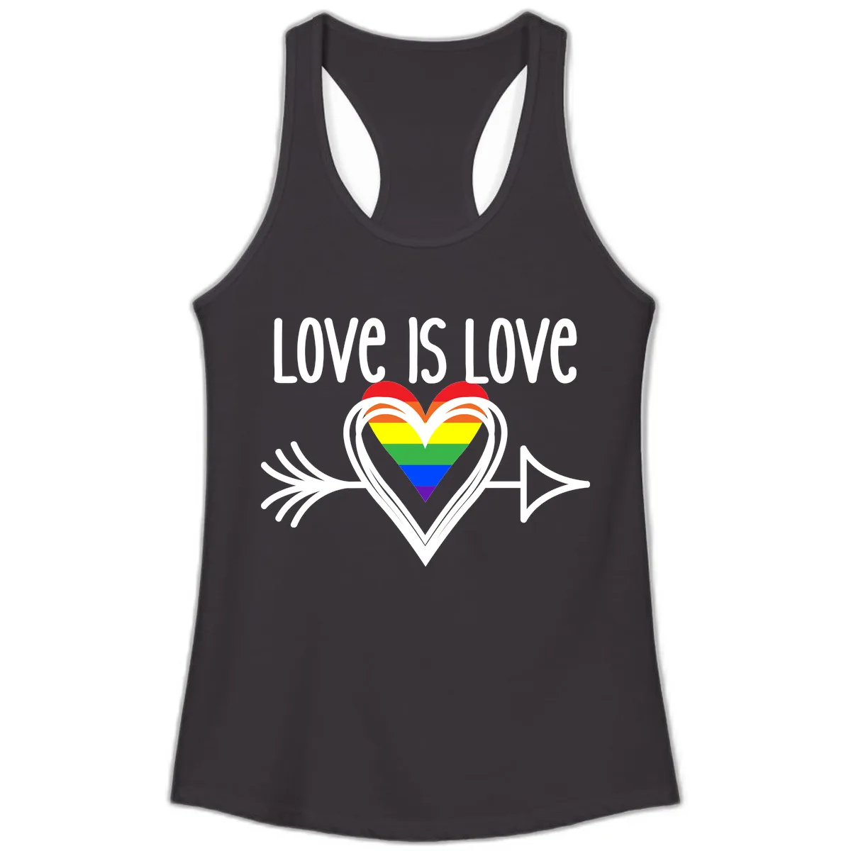Love Is Love Pride Heart Ladies Tank in Black