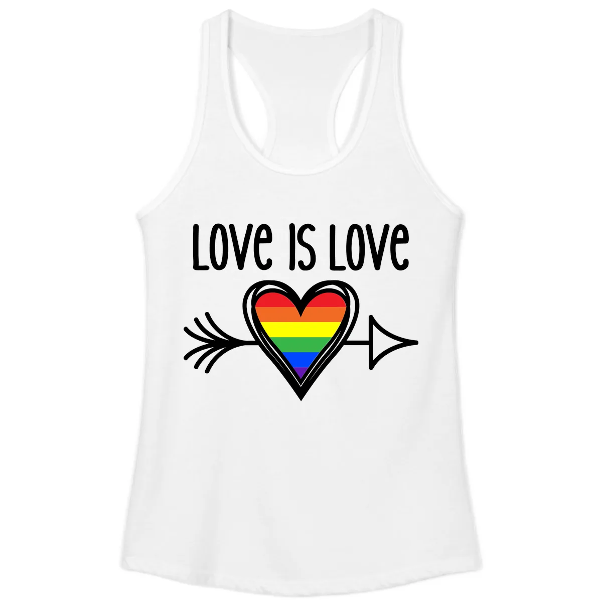 Love Is Love Pride Heart Ladies Tank in White