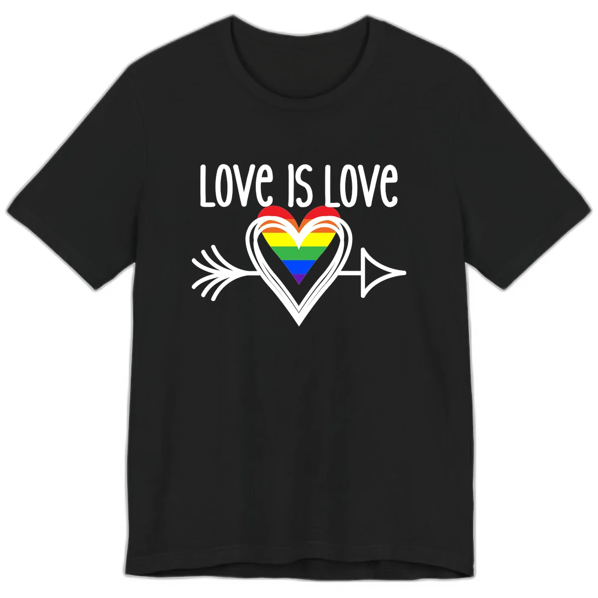 Love Is Love Pride Heart Premium T-Shirt in Black