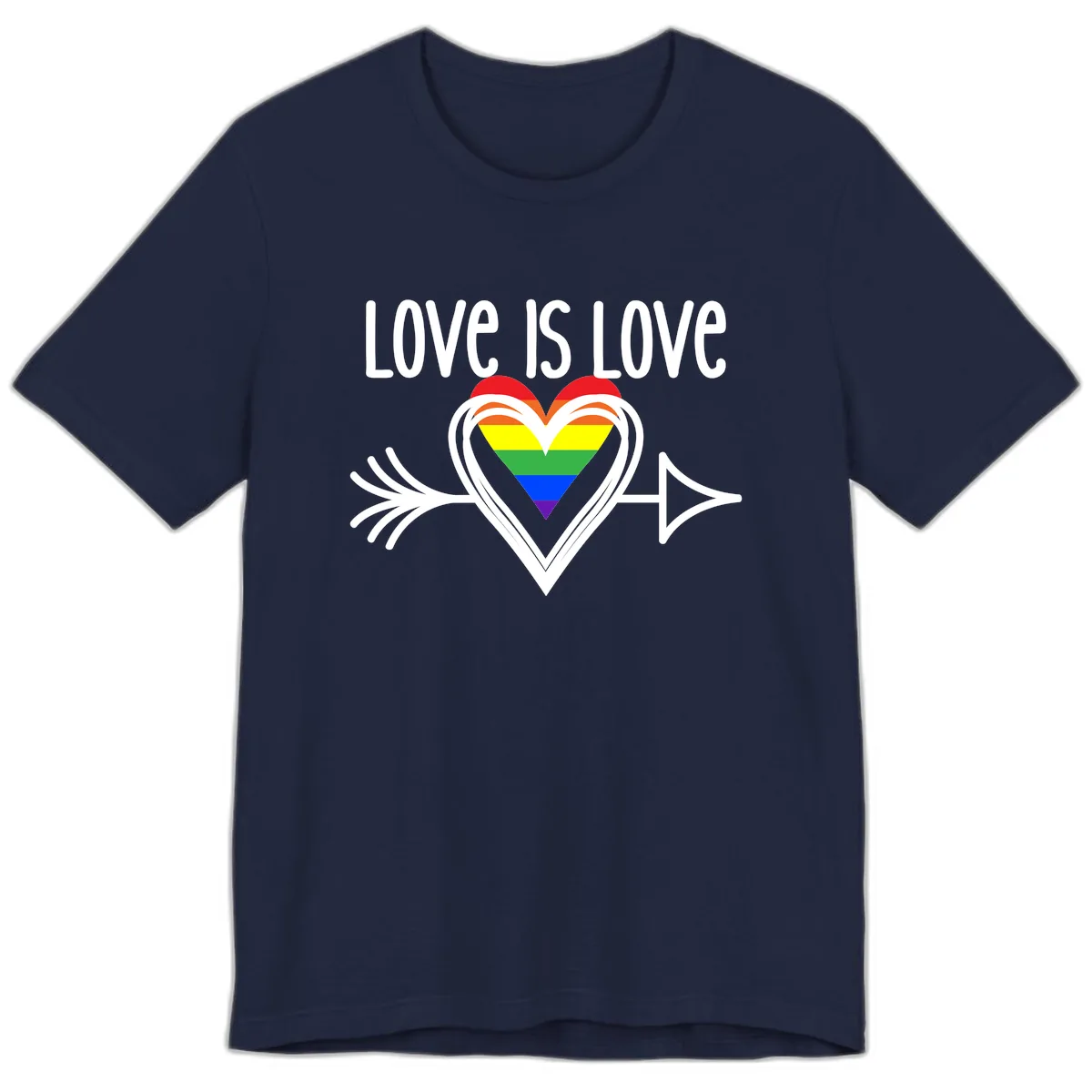 Love Is Love Pride Heart Premium T-Shirt in Navy