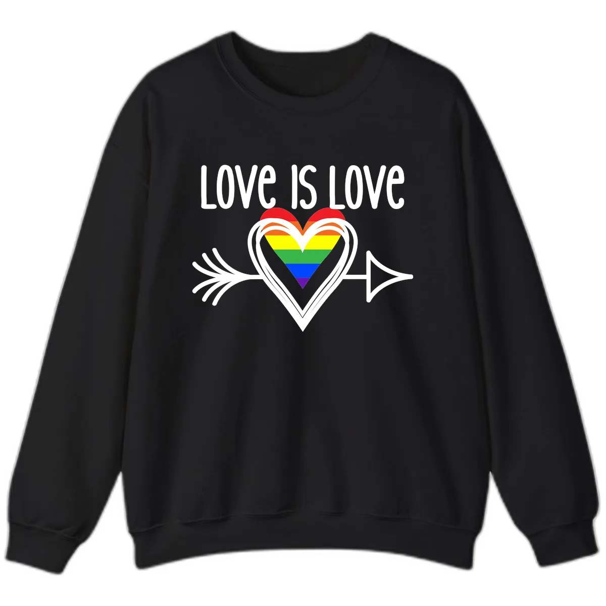 Love Is Love Pride Heart Sweatshirt in Black