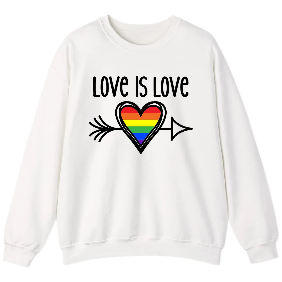 Love Is Love Pride Heart Sweatshirt in White
