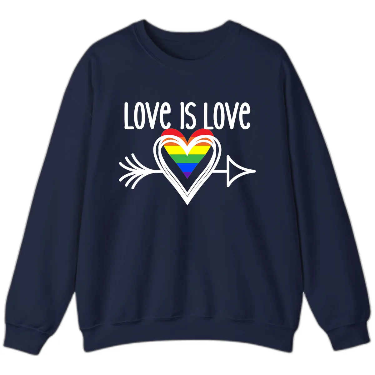 Love Is Love Pride Heart Sweatshirt in Navy