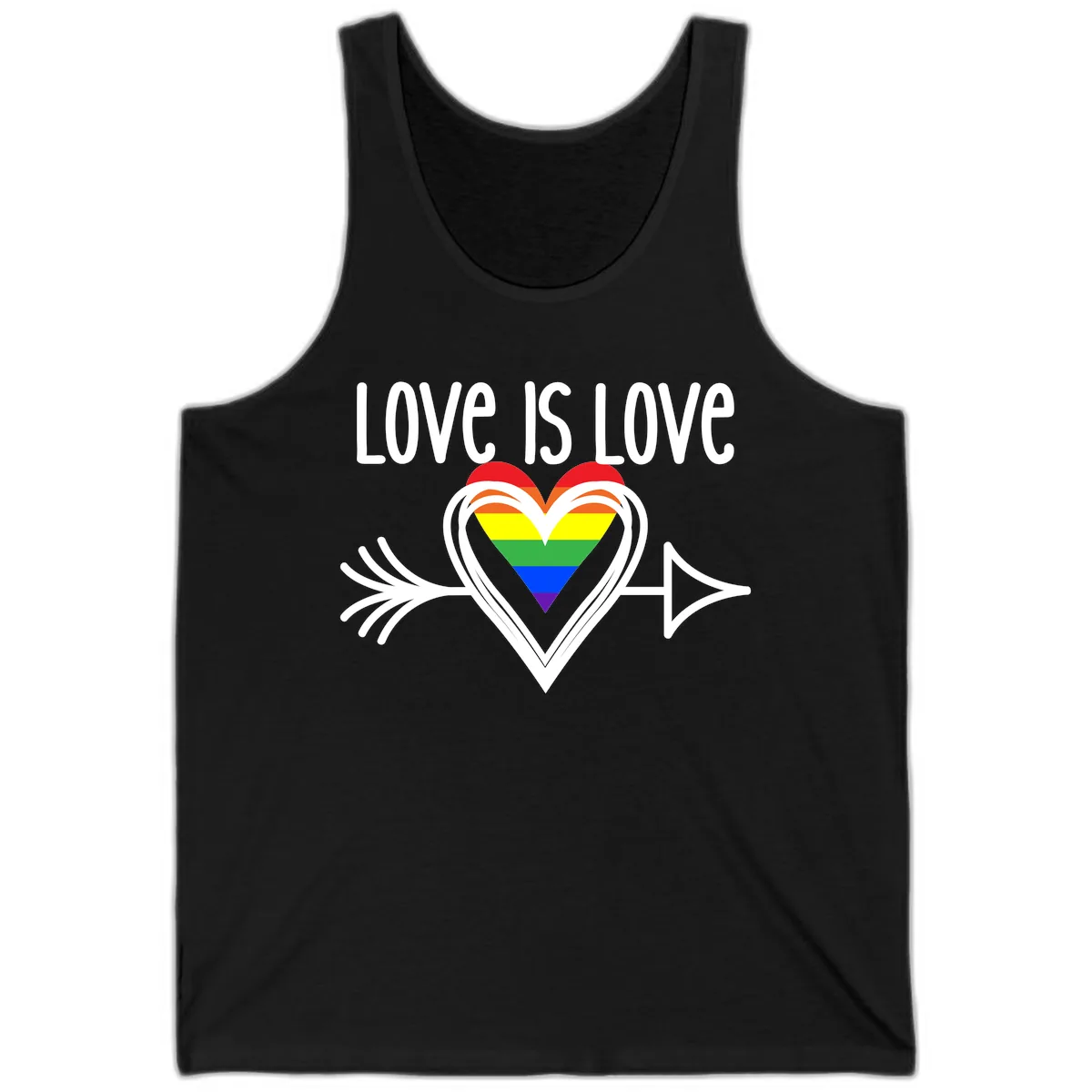 Love Is Love Pride Heart Tank in Black