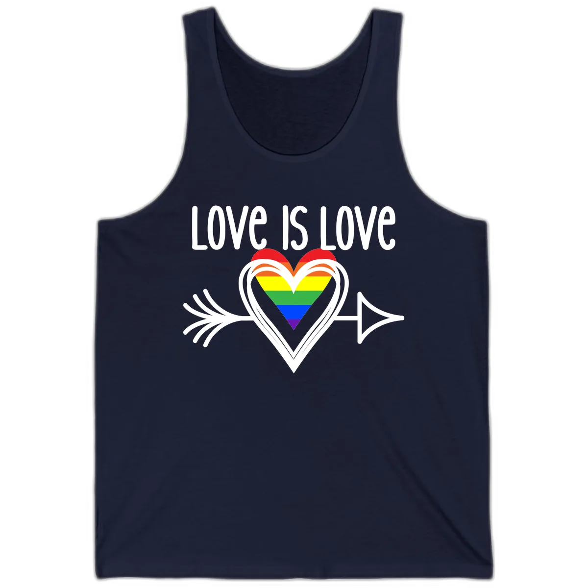 Love Is Love Pride Heart Tank in Navy