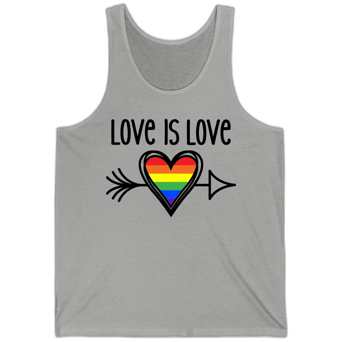 Love Is Love Pride Heart Tank in Athletic Heather