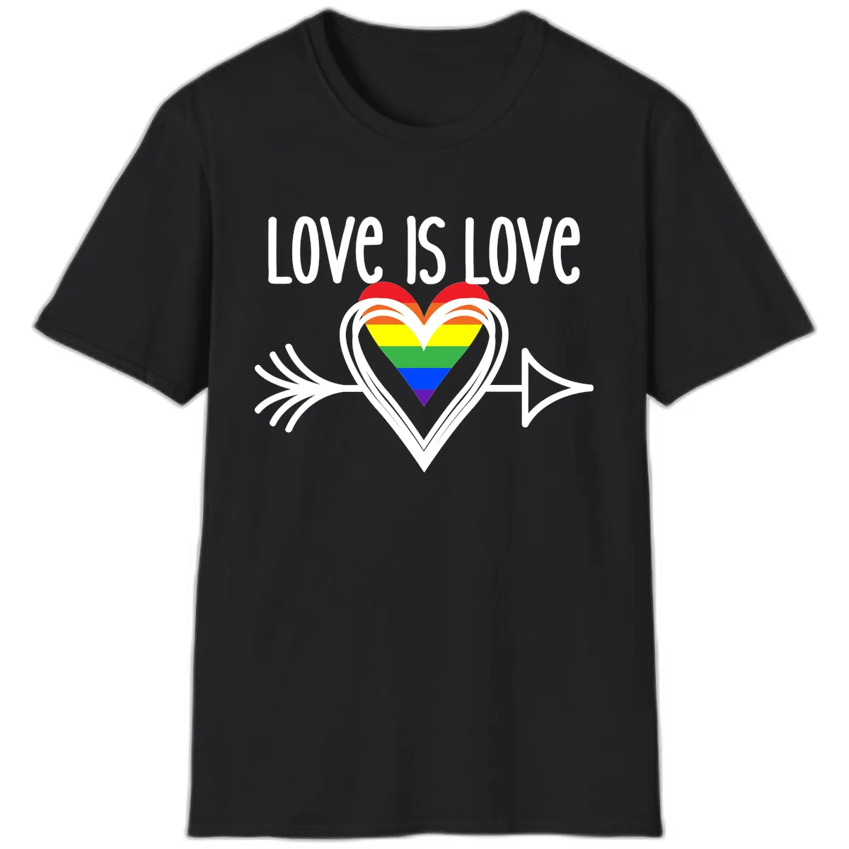 Love Is Love Pride Heart T-Shirt in Black