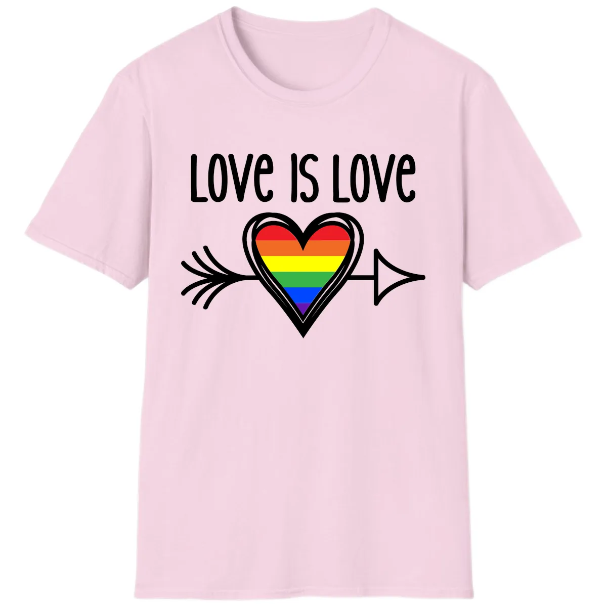Love Is Love Pride Heart T-Shirt in Light Pink