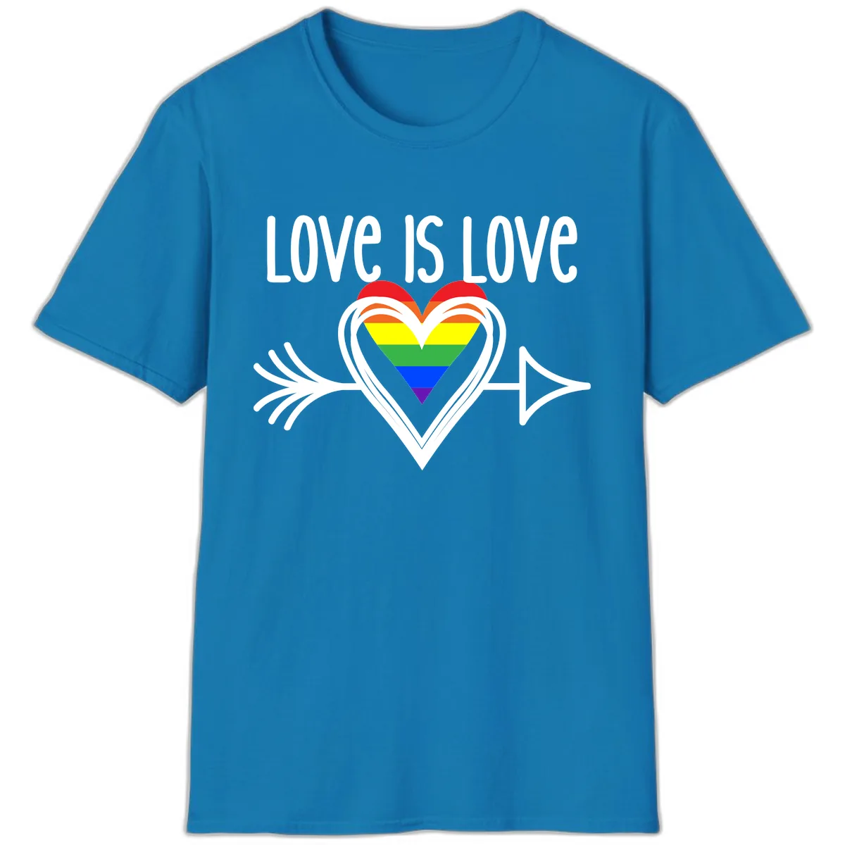 Love Is Love Pride Heart T-Shirt in Sapphire