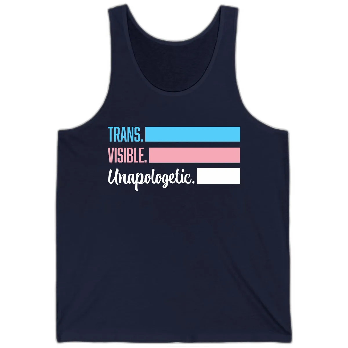 Trans Visible Unapologetic Tank in Navy