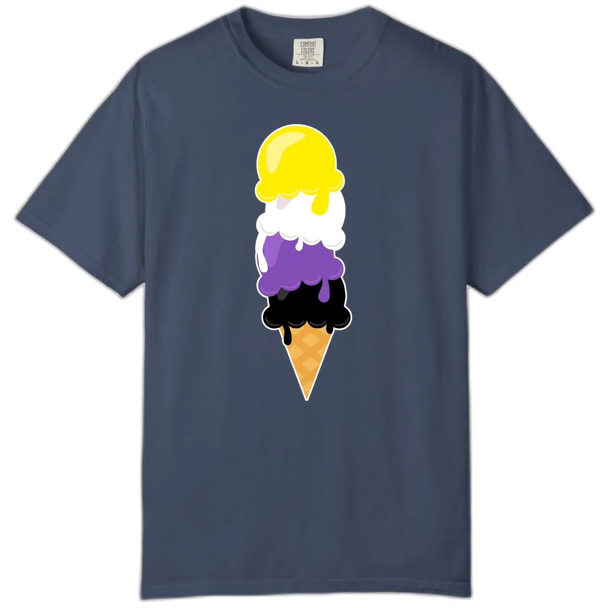 Rainbow Drip Ice Cream Stack Comfort Color in Midnight