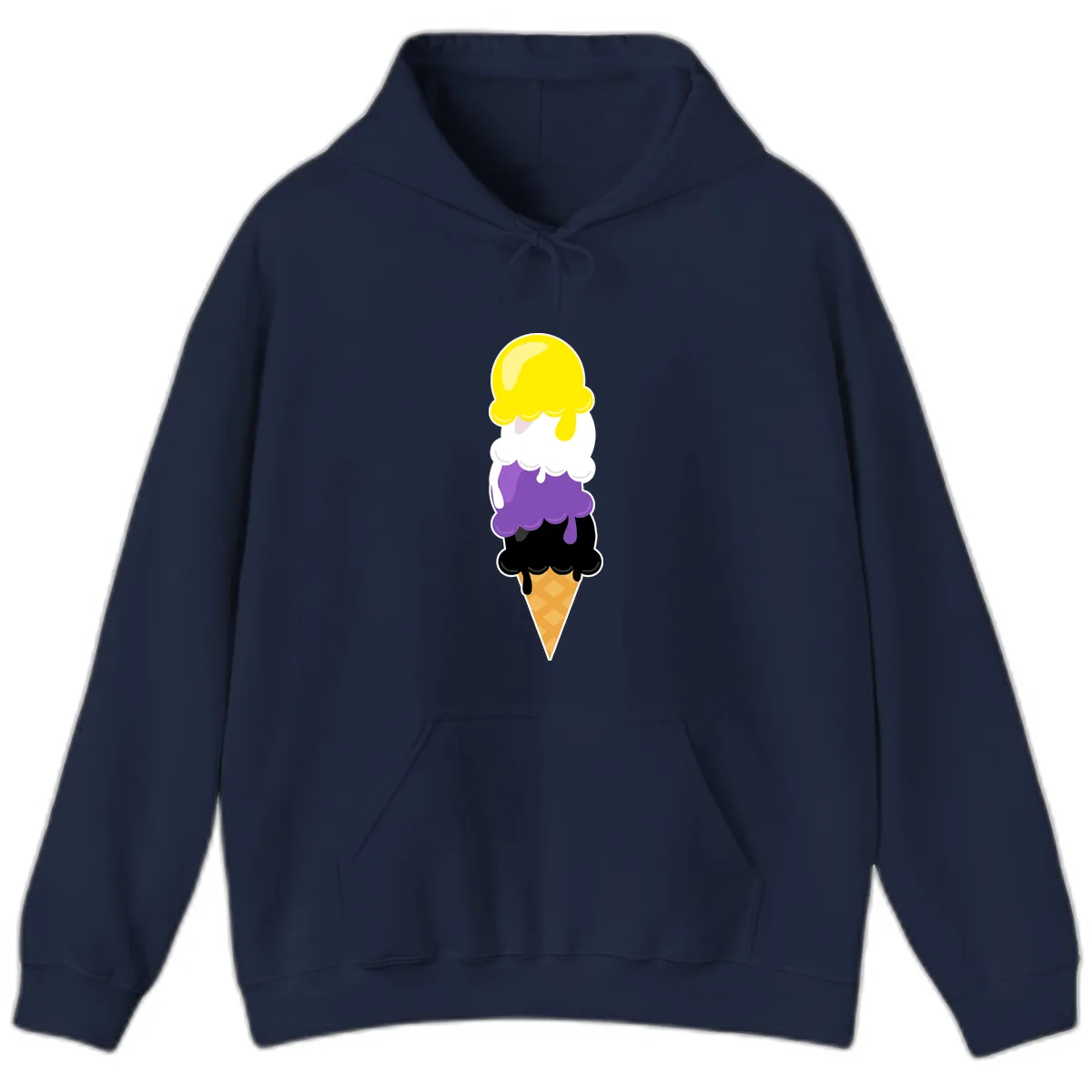 Rainbow Drip Ice Cream Stack Hoodie in Navy