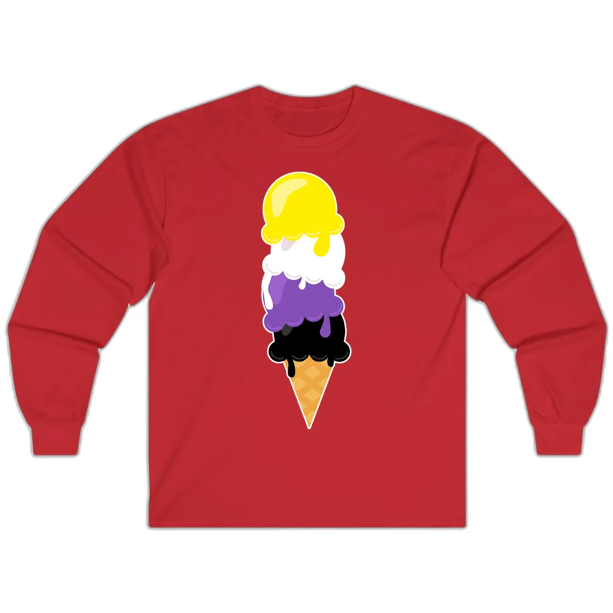 Rainbow Drip Ice Cream Stack Long Sleeve in Red