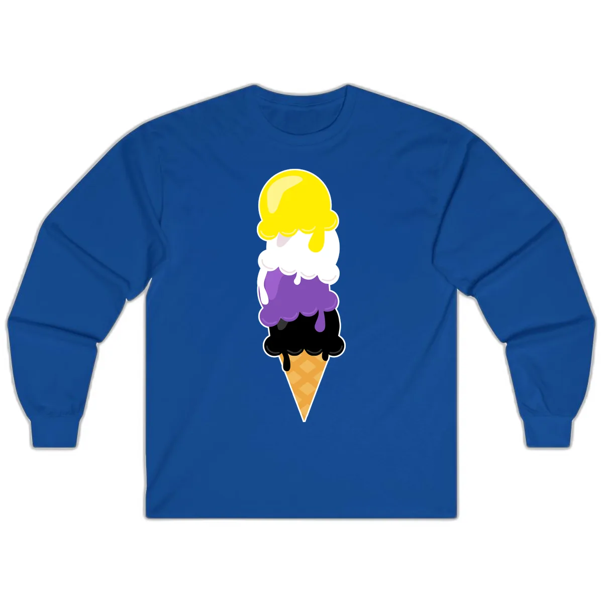 Rainbow Drip Ice Cream Stack Long Sleeve in Royal