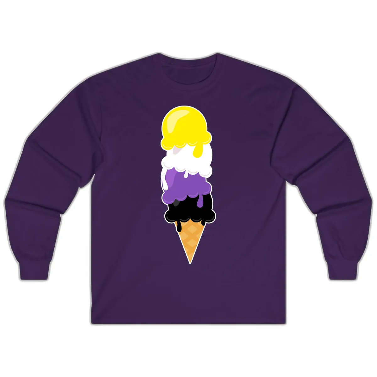 Rainbow Drip Ice Cream Stack Long Sleeve in Purple
