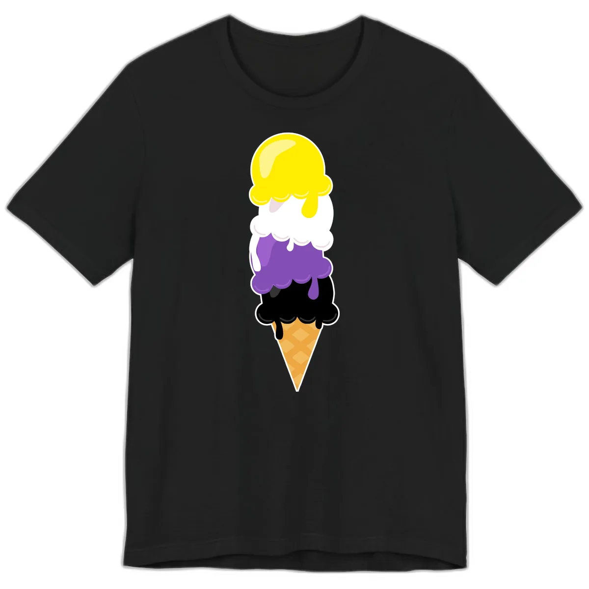 Rainbow Drip Ice Cream Stack Premium T-Shirt in Black
