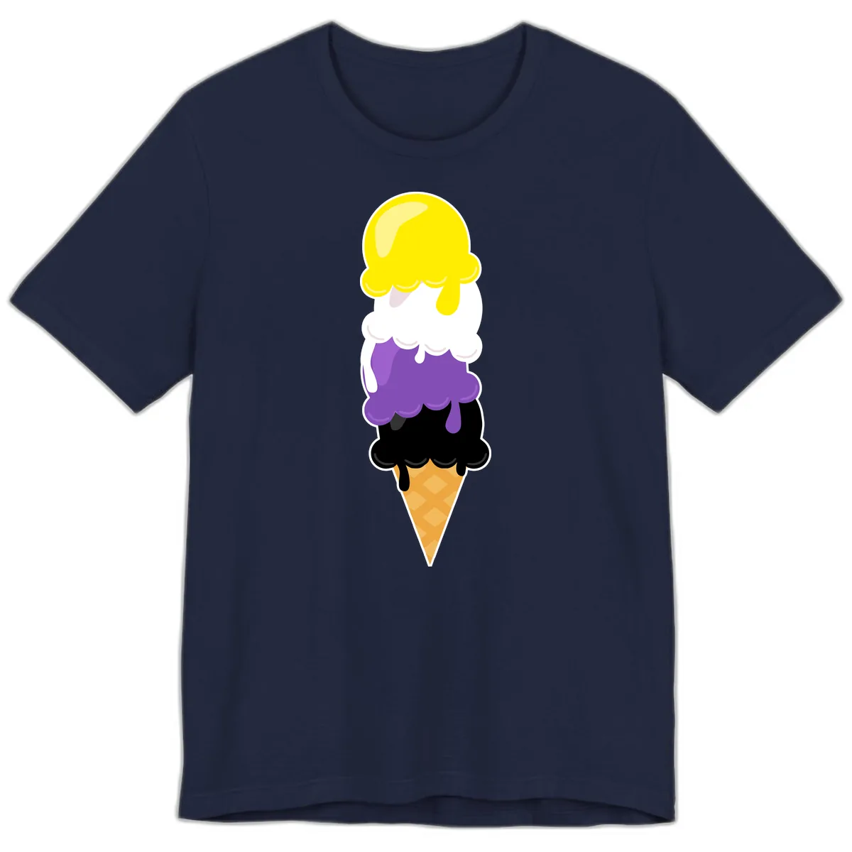Rainbow Drip Ice Cream Stack Premium T-Shirt in Navy