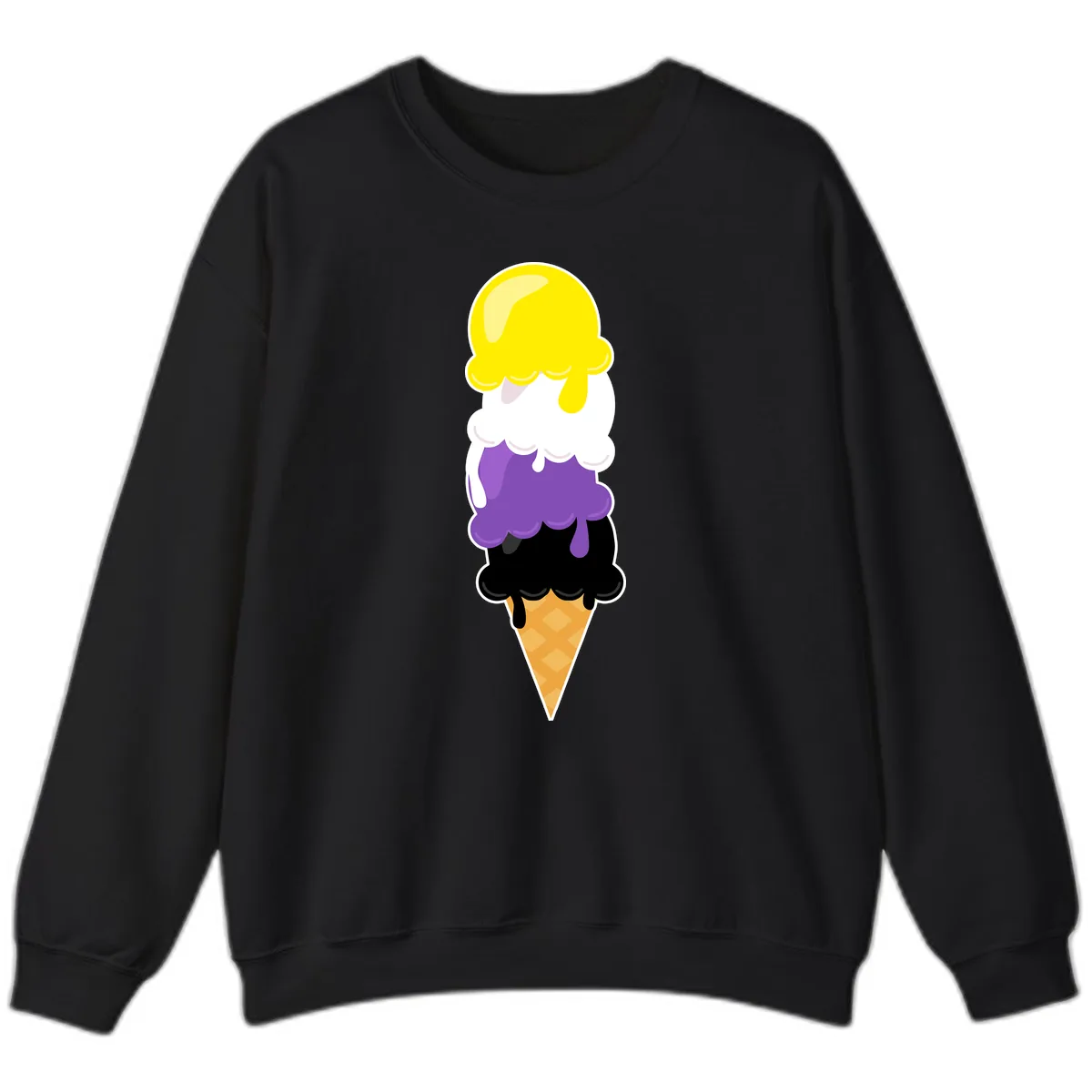 Rainbow Drip Ice Cream Stack Sweatshirt in Black