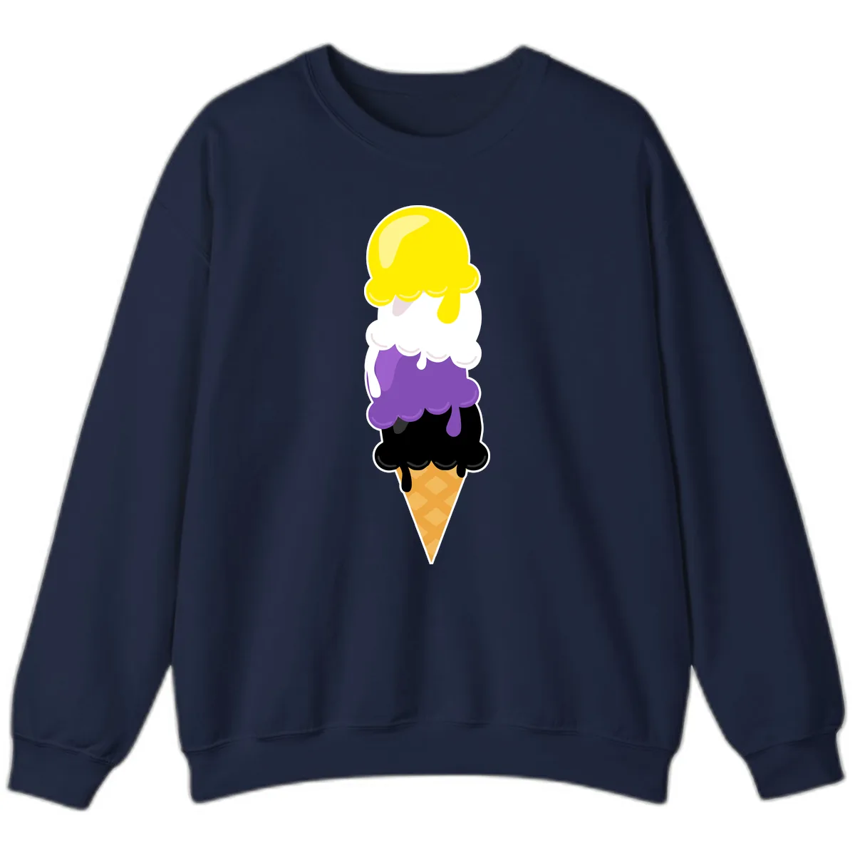 Rainbow Drip Ice Cream Stack Sweatshirt in Navy