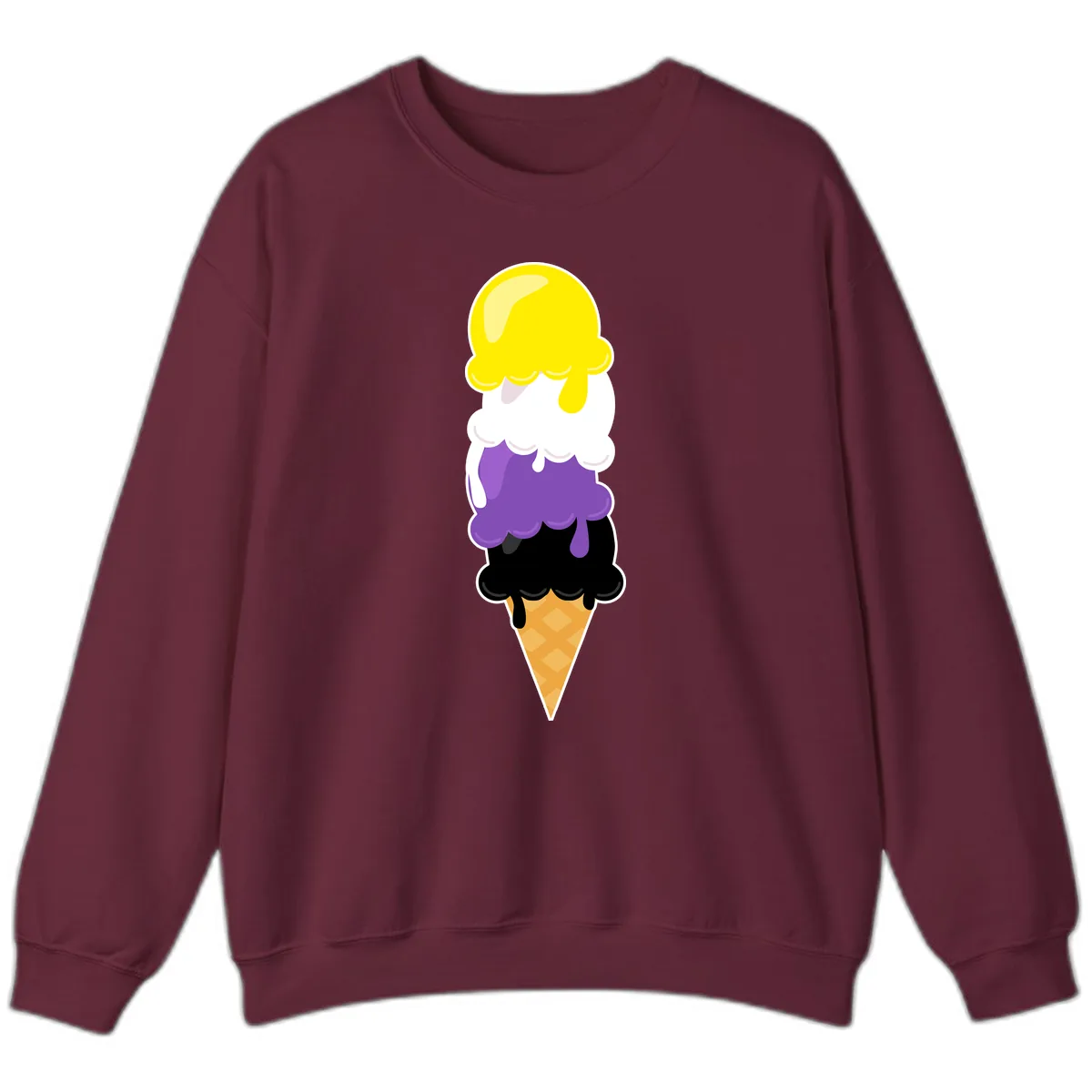 Rainbow Drip Ice Cream Stack Sweatshirt in Maroon