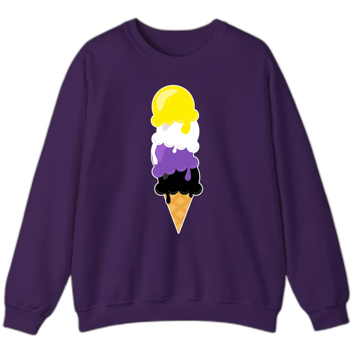 Rainbow Drip Ice Cream Stack Sweatshirt in Purple