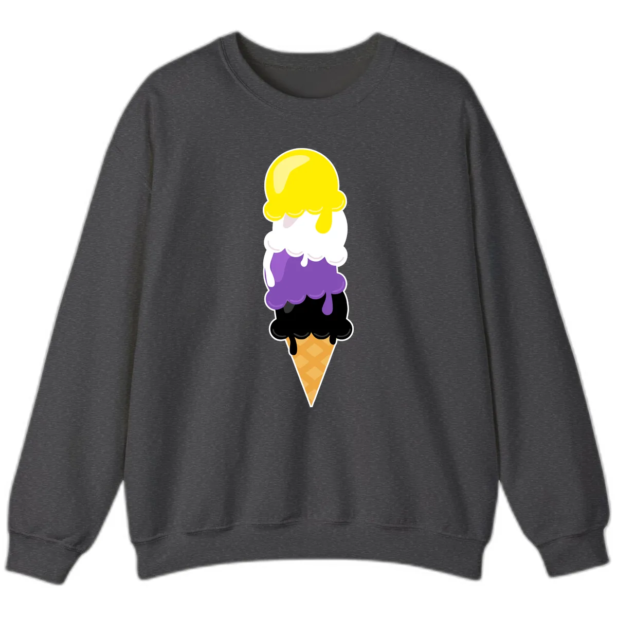Rainbow Drip Ice Cream Stack Sweatshirt in Dark Heather